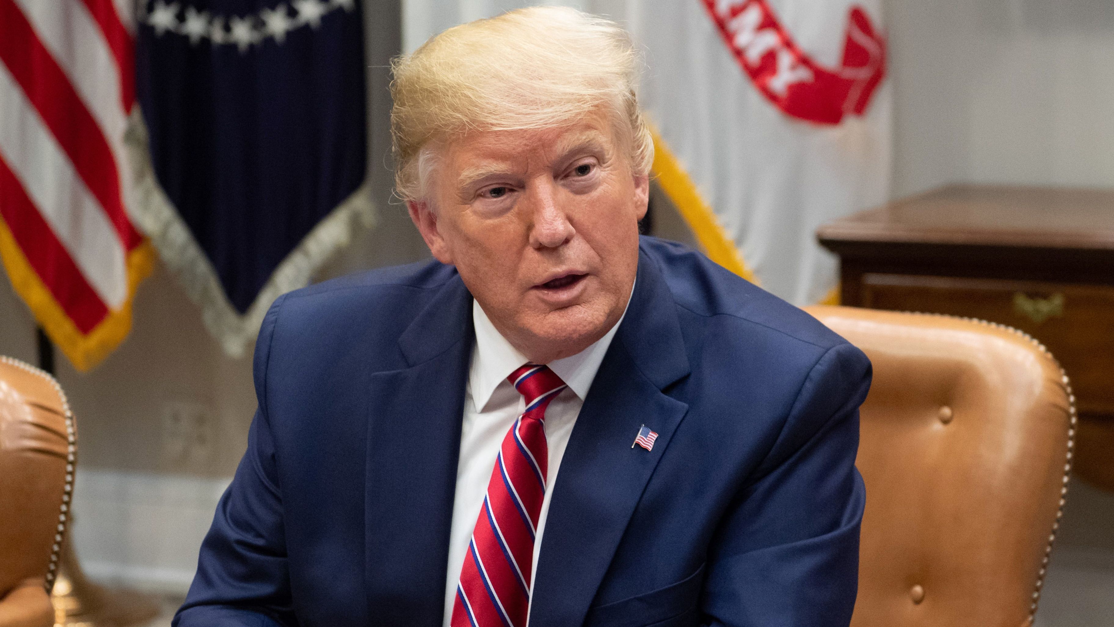 President Trump, pictured in the Roosevelt Room of the White House on June 12, spoke with ABC News about whether he would accept damaging information about a 2020 rival from another government. (AFP/Getty Images)