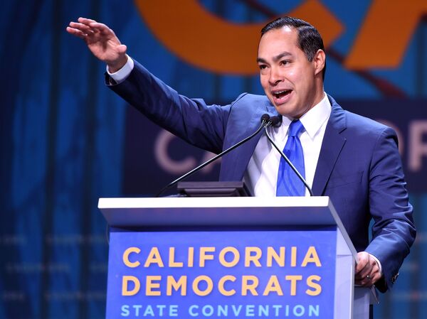 Democratic presidential candidate Julian Castro speaks during the 2019 California Democratic Party State Convention in San Francisco on June 2. Castro, a former HUD secretary, has laid out a major affordable housing plan.