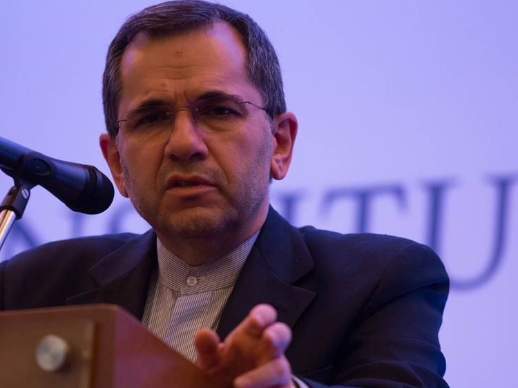Majid Takht Ravanchi, Iran's ambassador to the United Nations, pictured here in 2015 at a news conference in Mexico City. In an exclusive interview with NPR, Ravanchi said flaring tensions between Washington and Tehran have made diplomatic talks hostile. (Anadolu Agency/Getty Images)