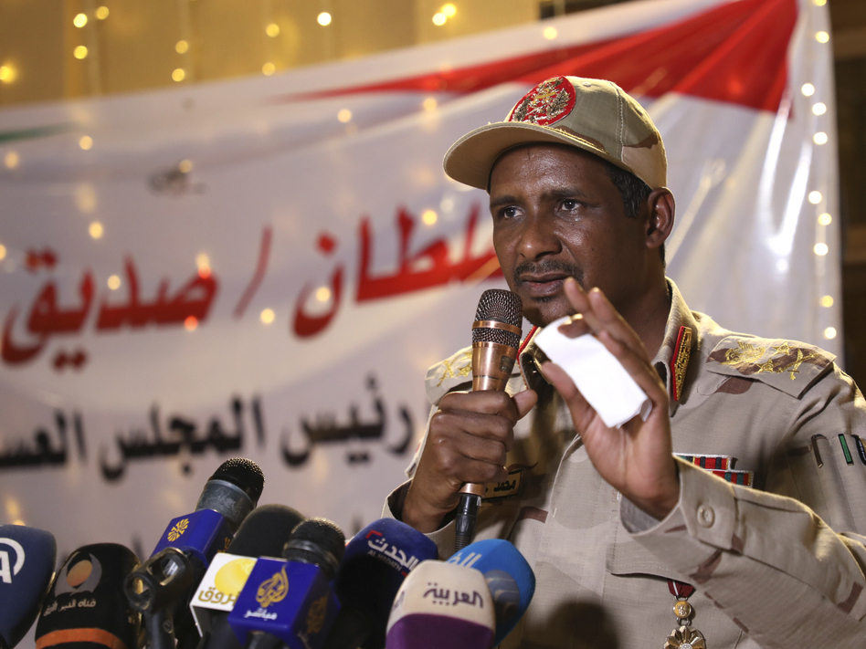 Lt. Gen. Mohamed Hamdan Dagalo is a social media personality. He's also the leader of the paramilitary group that attacked thousands of pro-democracy protesters on June 3, leaving more than a 100 dead. (STR/AFP/Getty Images)