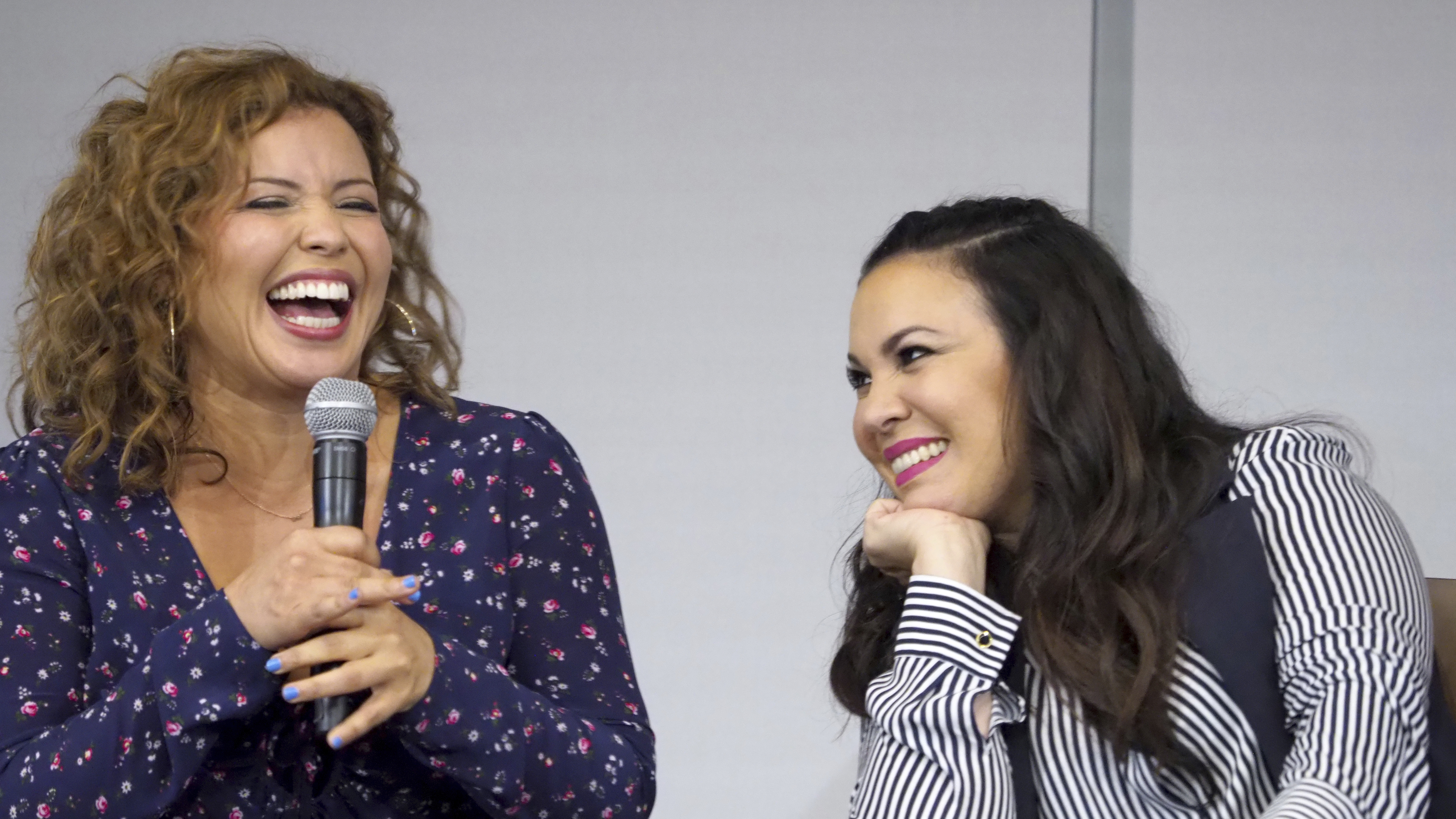 Justina Machado (left) and Gloria Calderón Kellett of One Day at a Time take part in the panel discussion August 2018. On Thursday, officials from Pop TV announced it will carry the show