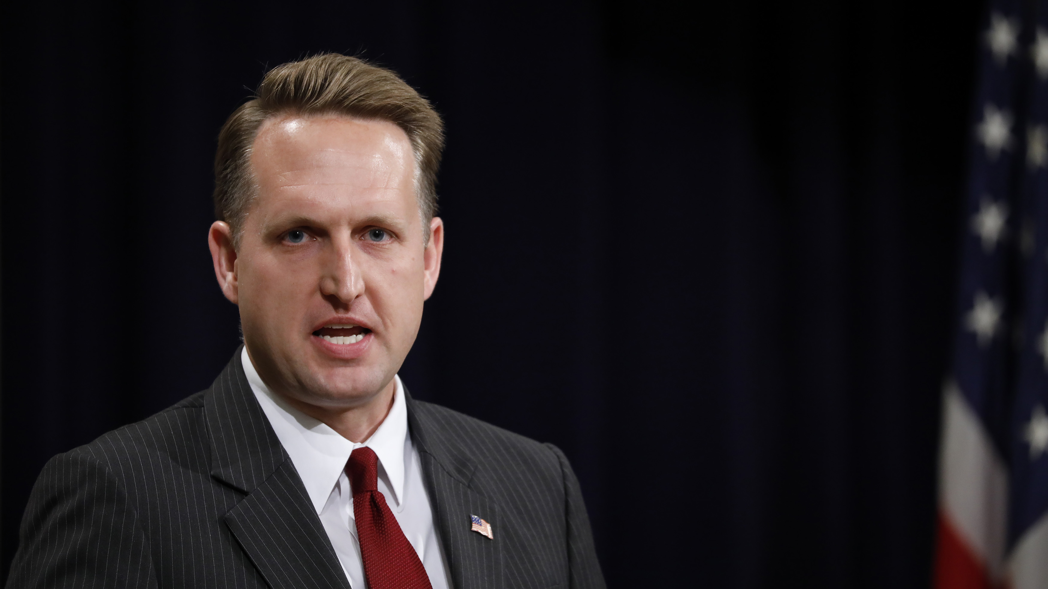 Former acting Assistant Attorney General for Civil Rights John Gore speaks at the Justice Department in 2018 in Washington, D.C. Gore and other Trump administration officials are accused of providing false or misleading statements about the origins of a citizenship question they tried to get on the 2020 census. (Getty Images)