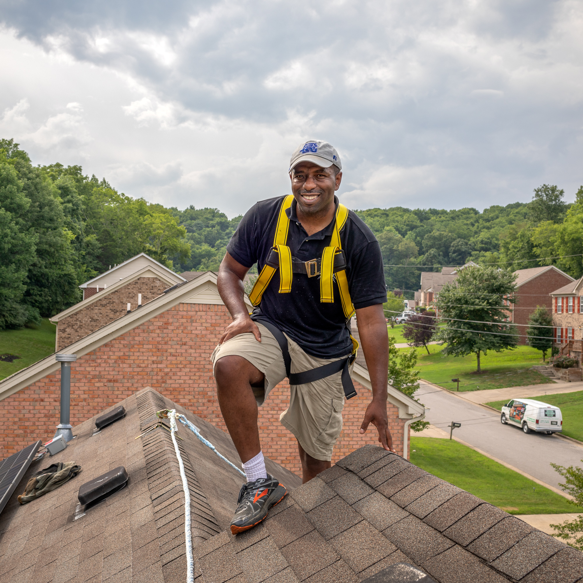 Jason Carney designed and installed the solar array on the roof of his house in Nashville, Tenn. He wants to introduce more people in minority communities to the advantages of solar energy. (Tamara Reynolds for NPR)