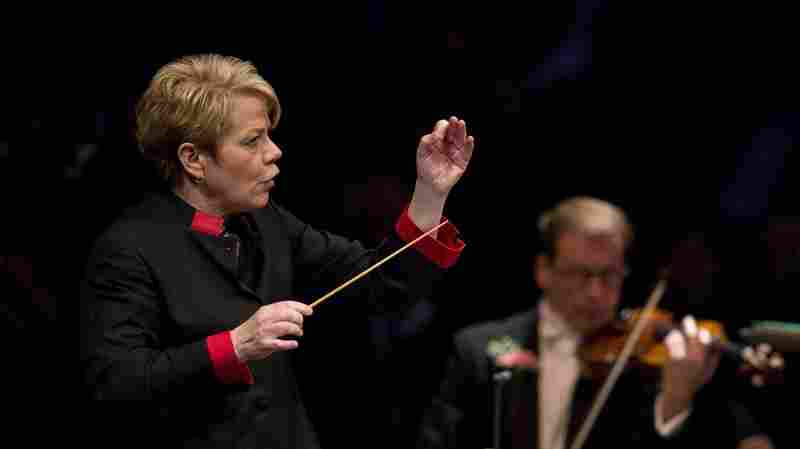 Conductor Marin Alsop performs at The Royal Albert Hall in west London on Sept. 12, 2015.