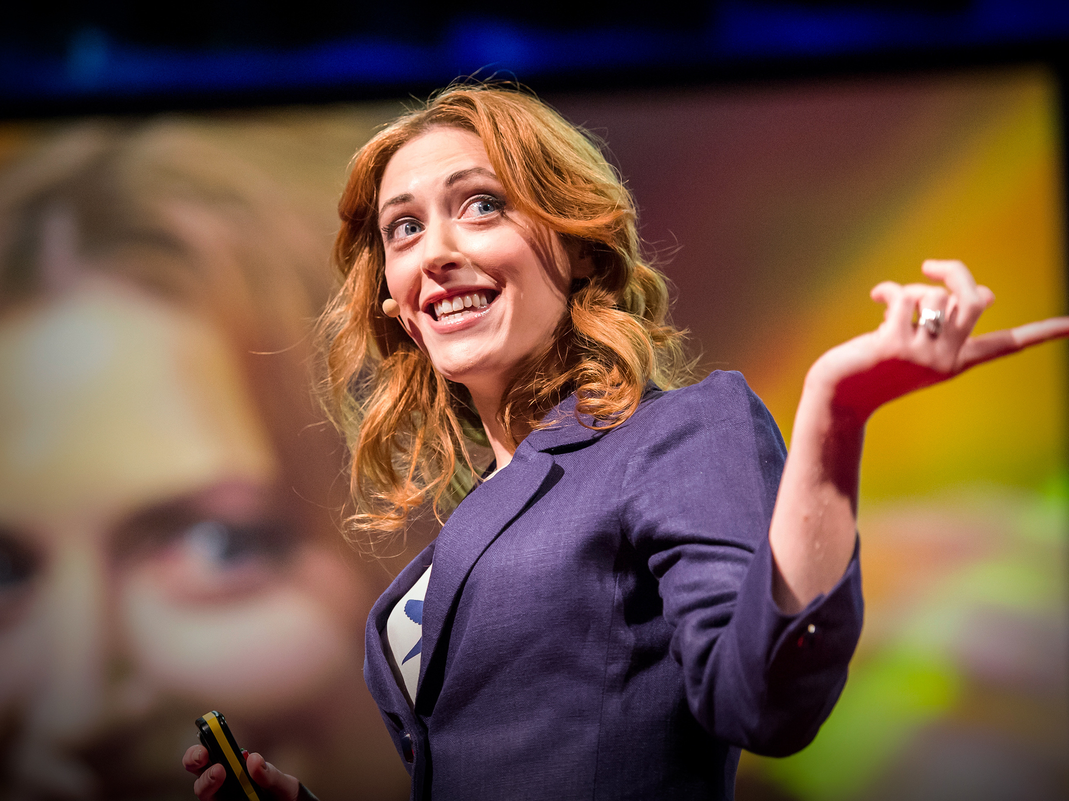 Kelly McGonigal on the TED stage (Duncan Davidson/TED)