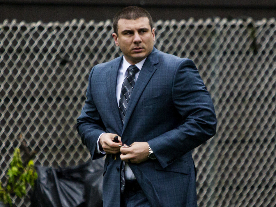 At a disciplinary trial, New York City police Officer Daniel Pantaleo was found guilty of using a banned chokehold in the July 2014 death of Eric Garner. (Eduardo Munoz Alvarez/AP)
