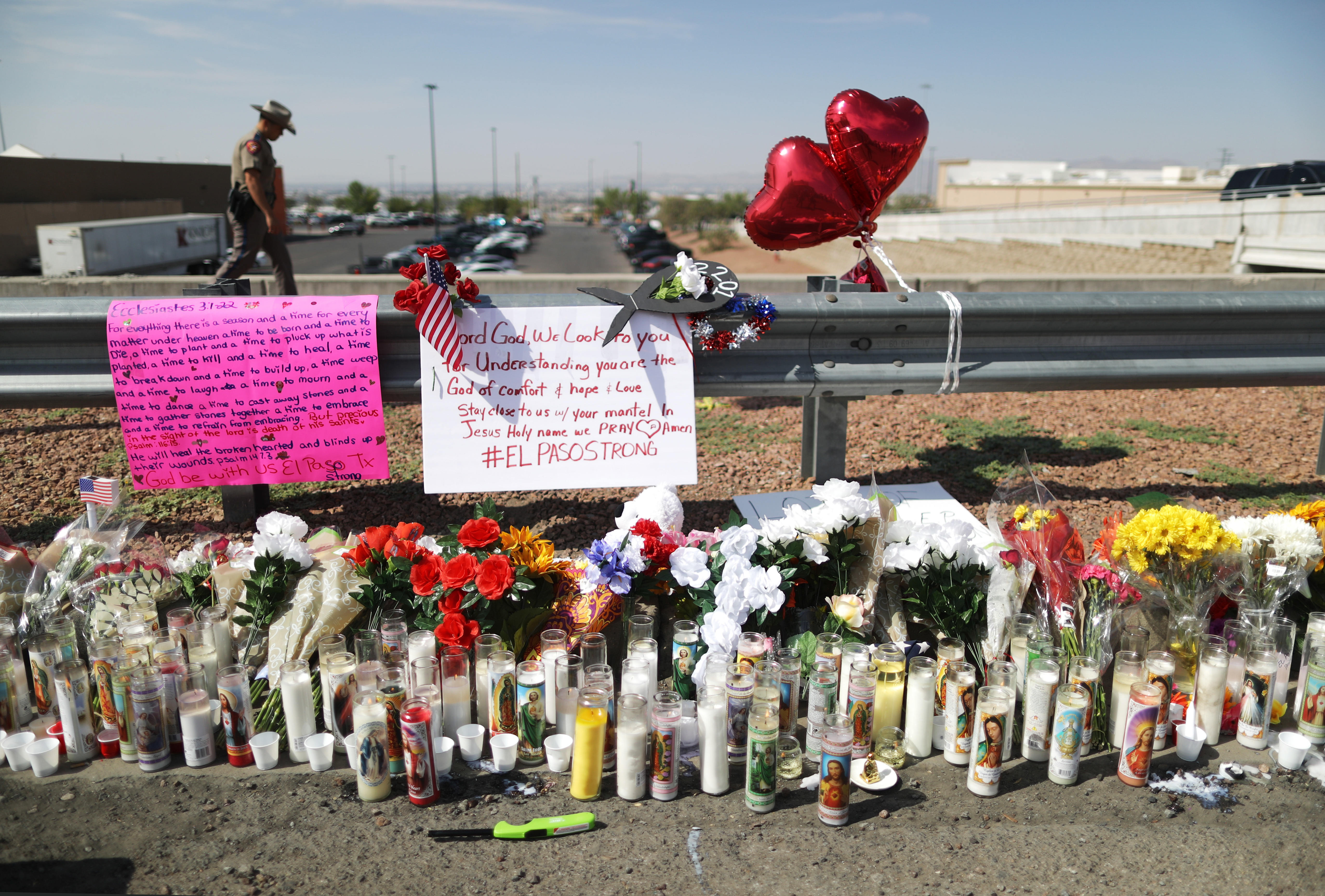 A makeshift memorial is set up outside Walmart, near the scene of Saturday's mass shooting in El Paso, Texas. Lawmakers in some states have passed what are known as &quot;red flag&quot; laws to prevent such shootings. (Getty Images)
