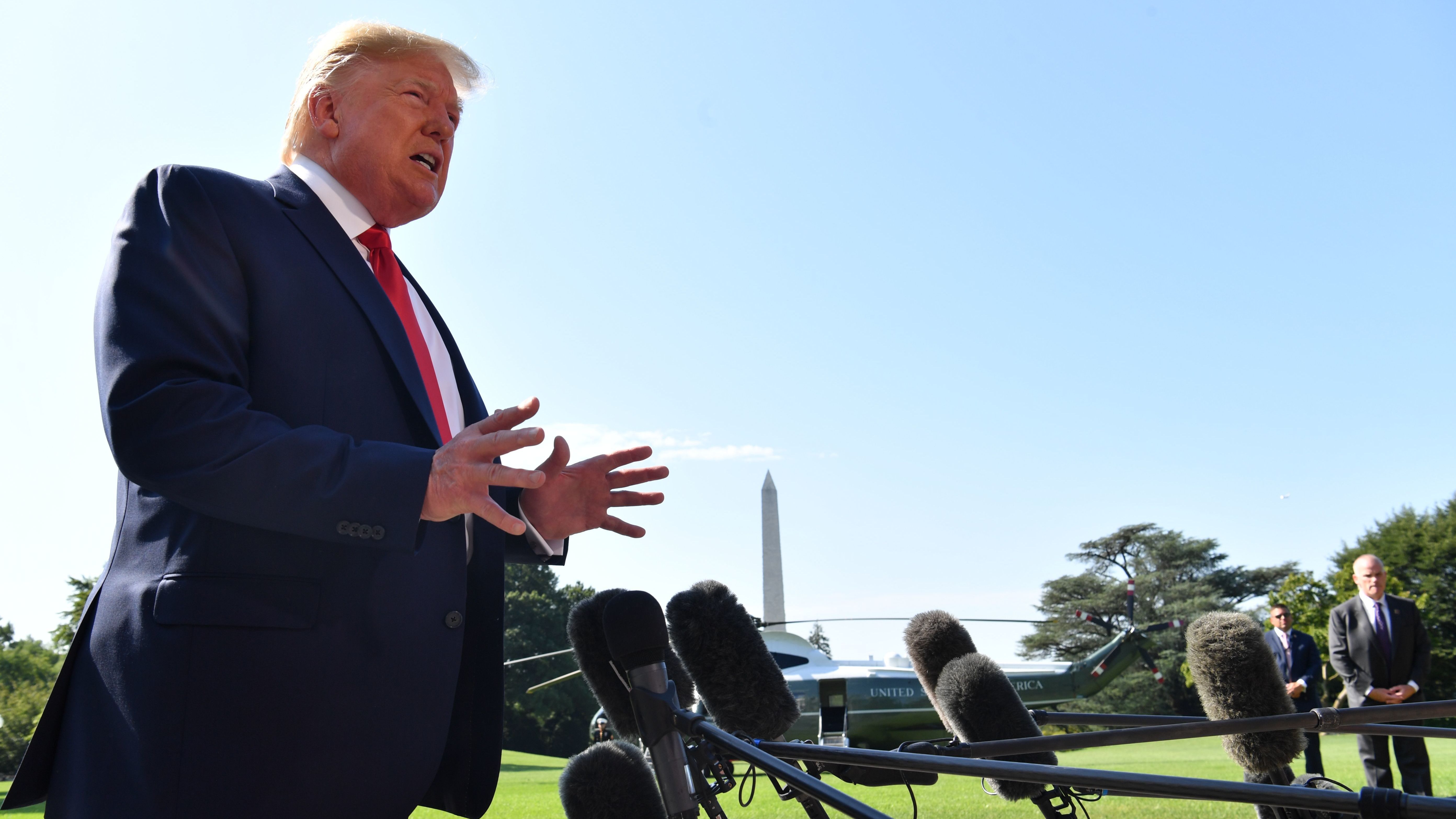 President Trump on Friday called for background checks amid pressure to act on gun legislation. (AFP/Getty Images)
