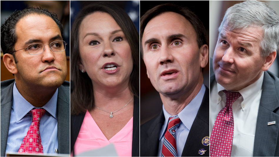 Ahead of the 2020 elections, members of the House have begun announcing plans to retire, including (from left) Republican Reps. Will Hurd of Texas, Martha Roby of Alabama, Pete Olson of Texas, Rob Woodall of Georgia. (Bill Clark, Tom Williams/CQ Roll Call/Getty Images)