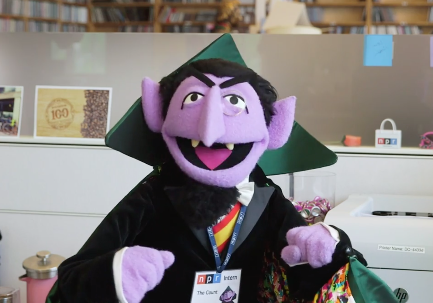 Count Von Count learning the art of working the copy machine. (NPR)