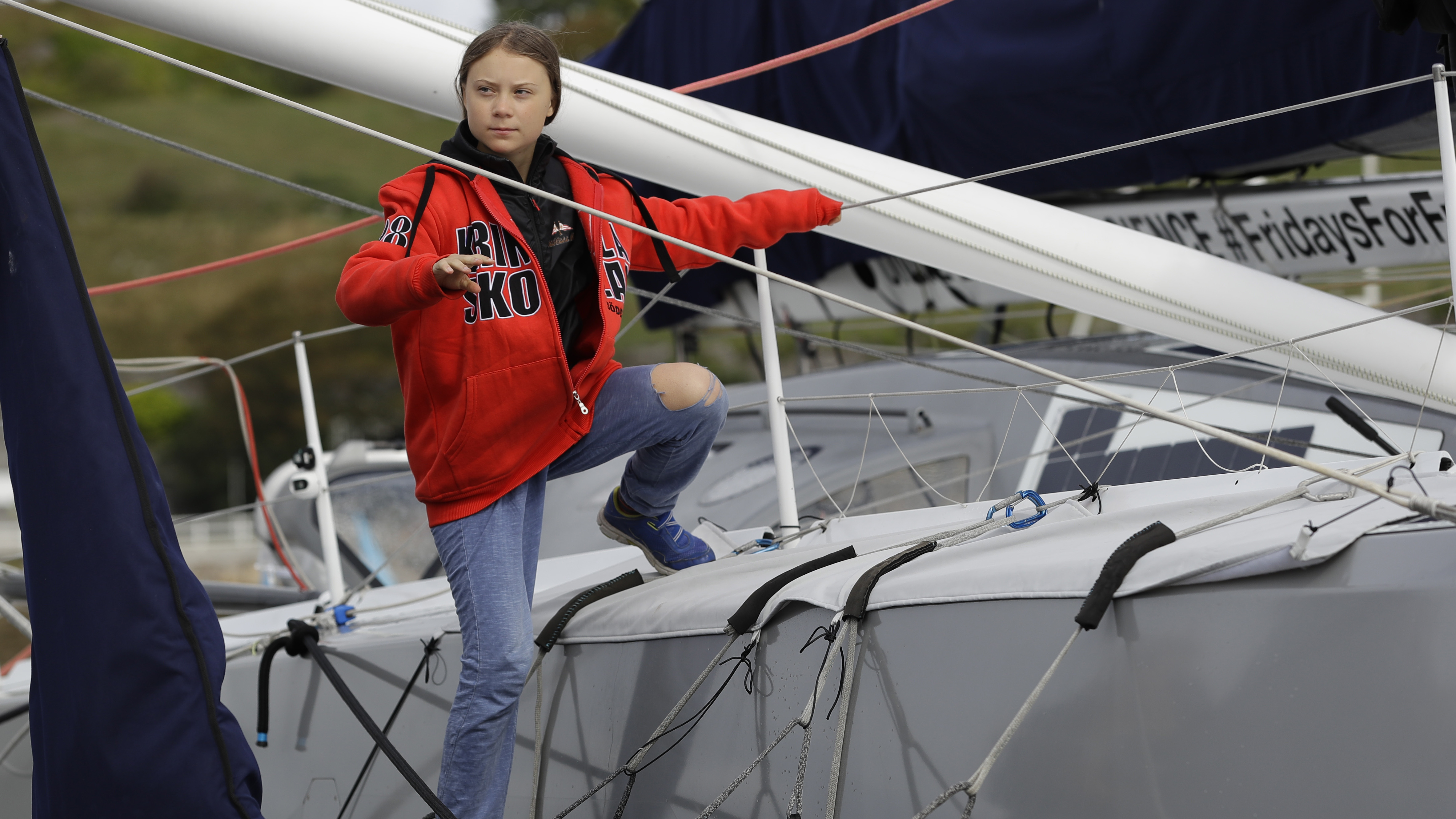 Teen climate activist Greta Thunberg arrives in New York after sailing