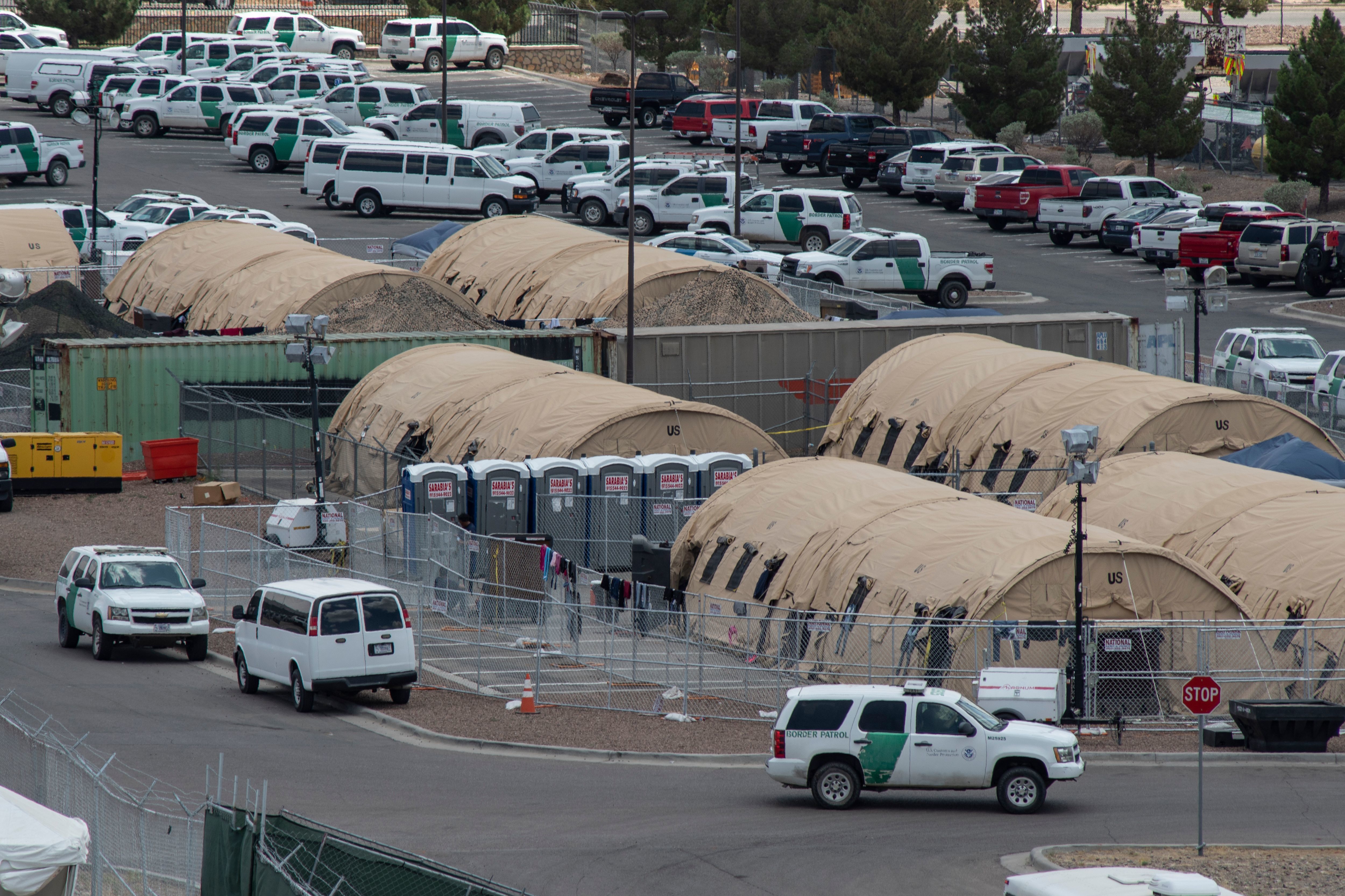 Tents at a temporary holding facility for migrants in El Paso, earlier this year. Under President Trump, the Department of Homeland Security focus has shifted increasingly towards immigration and border enforcement. (AFP/Getty Images)