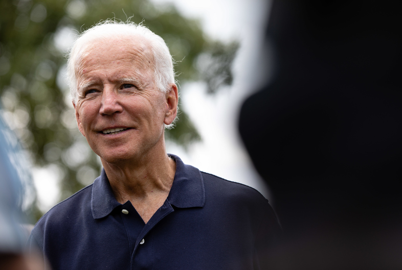 Former Vice President Joe Biden takes photos and meets with voters as he campaigns Monday, Sept. 2, 2019, during the Iowa City Federation of Labor Labor Day Picnic at City Park in Iowa City, Iowa. Scott Morgan for NPR (Scott Morgan for NPR)