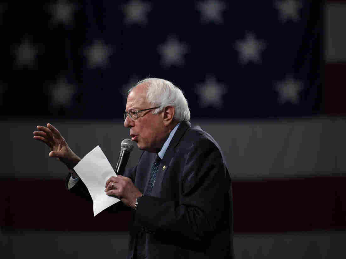 DES MOINES, IA - AUGUST 10: Democratic presidential candidate Sen. Bernie Sanders (I-VT) speaks on stage during a forum on gun safety at the Iowa Events Center (Photo by Stephen Maturen/Getty Images)