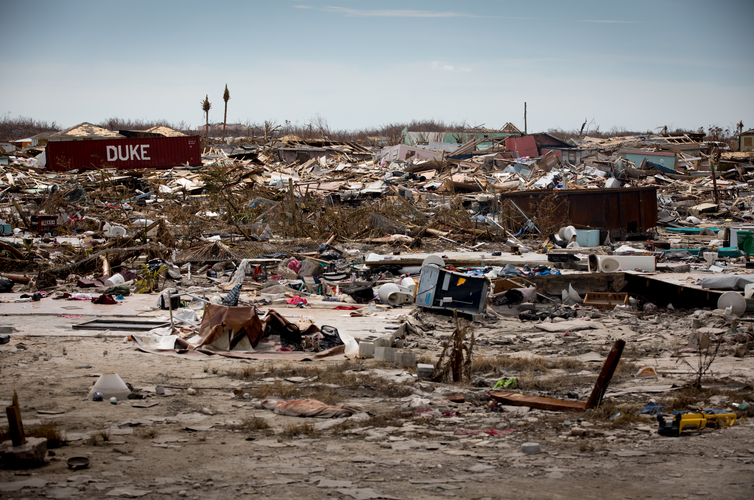 An overview of the business district of Marsh Harbour on the island of Great Abaco shows a decimated landscape after Hurricane Dorian hit a week ago. (Cheryl Diaz Meyer for NPR)