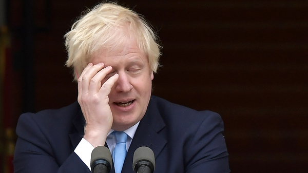 British Prime Minister Boris Johnson, seen at a joint news conference Monday with Irish Taoiseach Leo Varadkar in Dublin. Johnson has suffered a rough couple of weeks, as lawmakers scuttled first his attempt to maintain a hard Brexit deadline — then, his attempt to call a snap general election.