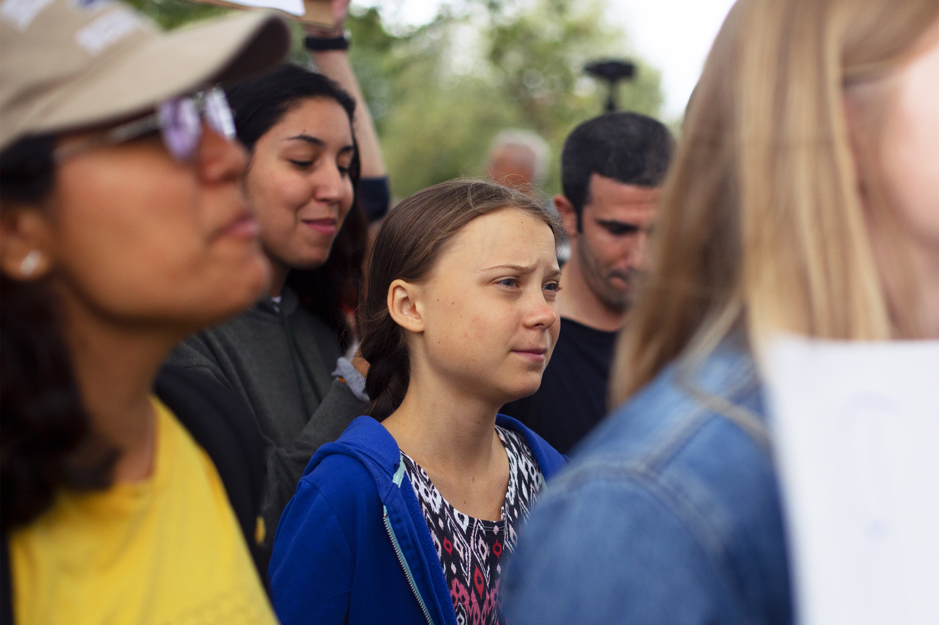 Swedish activist Greta Thunberg, 16, attends a protest outside the White House on Friday. She launched the Friday school strikes last year, and since then, her fame has steadily grown. She is known for speaking in clear and powerful terms about why people — particularly young people — must pay attention to Earth's climate. (NPR)