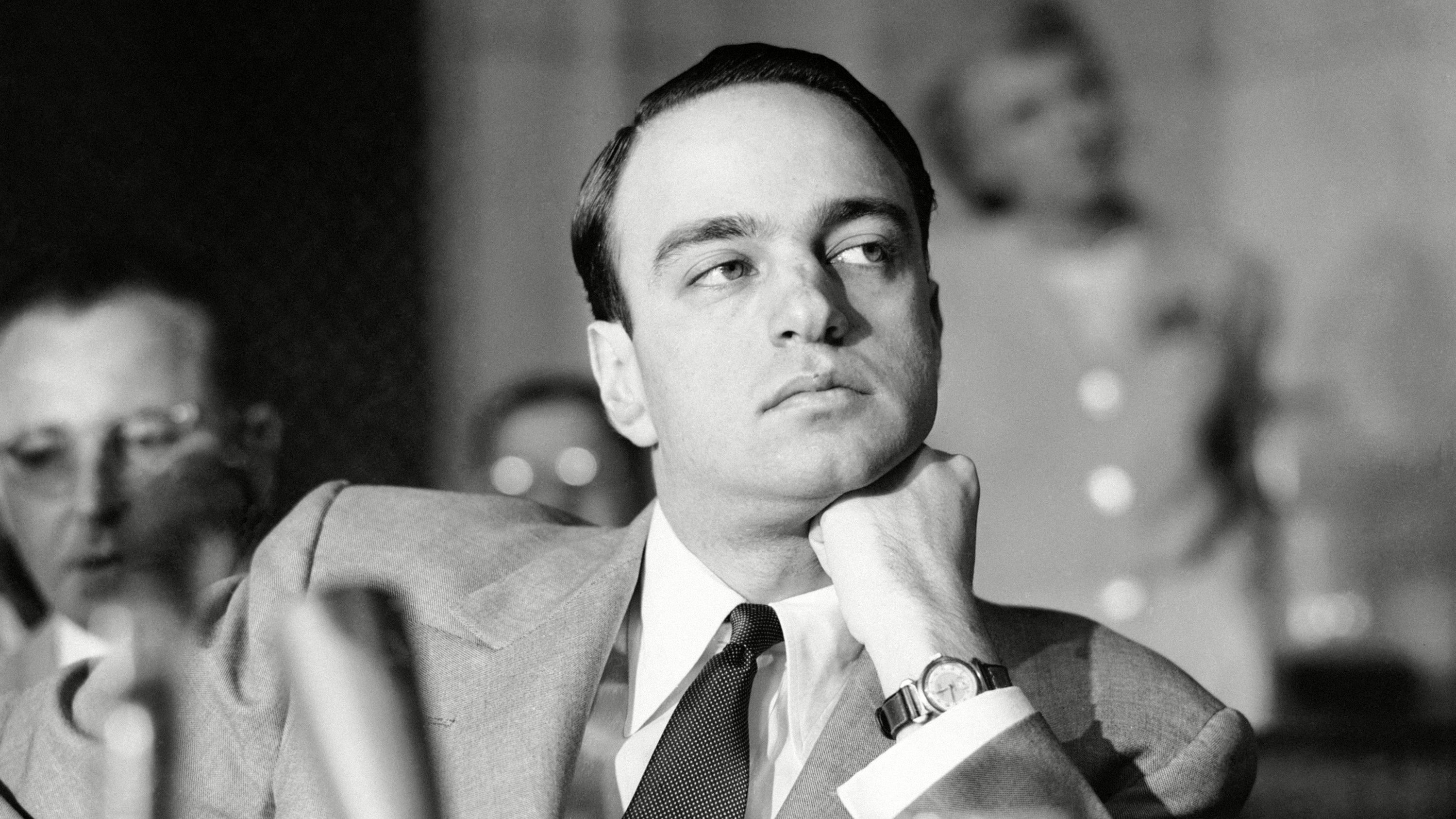 Roy Cohn, pictured here sitting on a senate investigation subcommittee, is remembered as a master political manipulator in <em>Where's My Roy Cohn?</em> (Sony Pictures Classics)