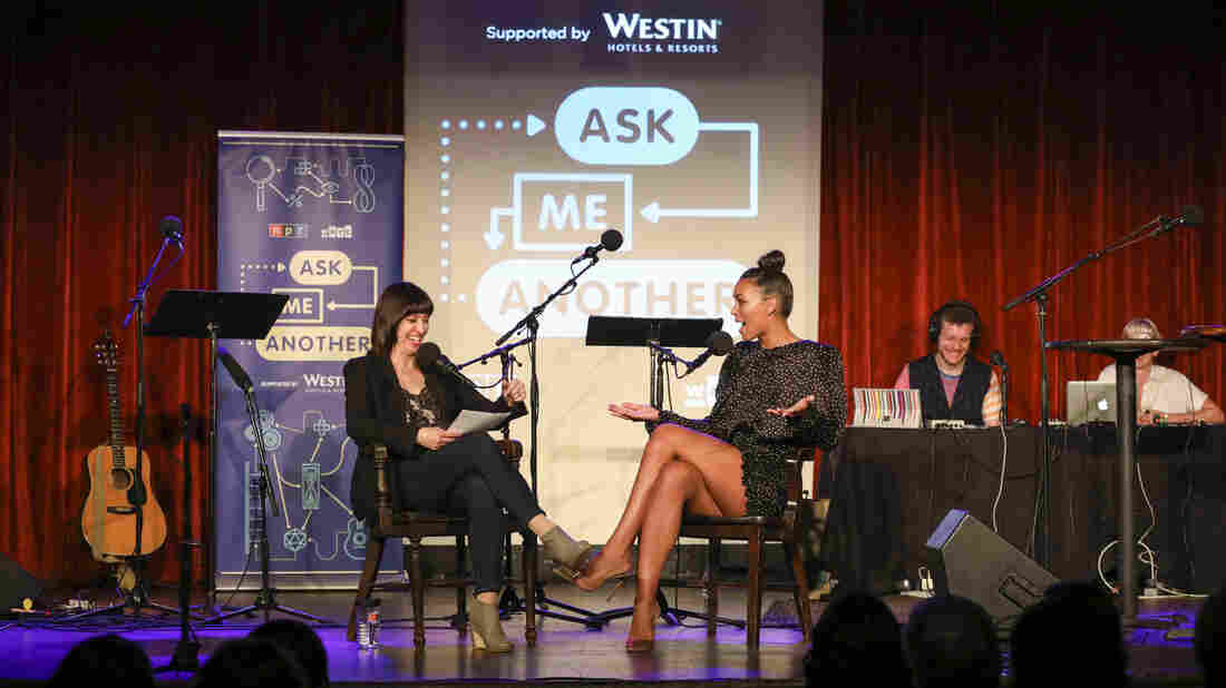 Ask Me Another host Ophira Eisenberg chats with Ilfenesh Hadera at the Bell House in Brooklyn, New York.