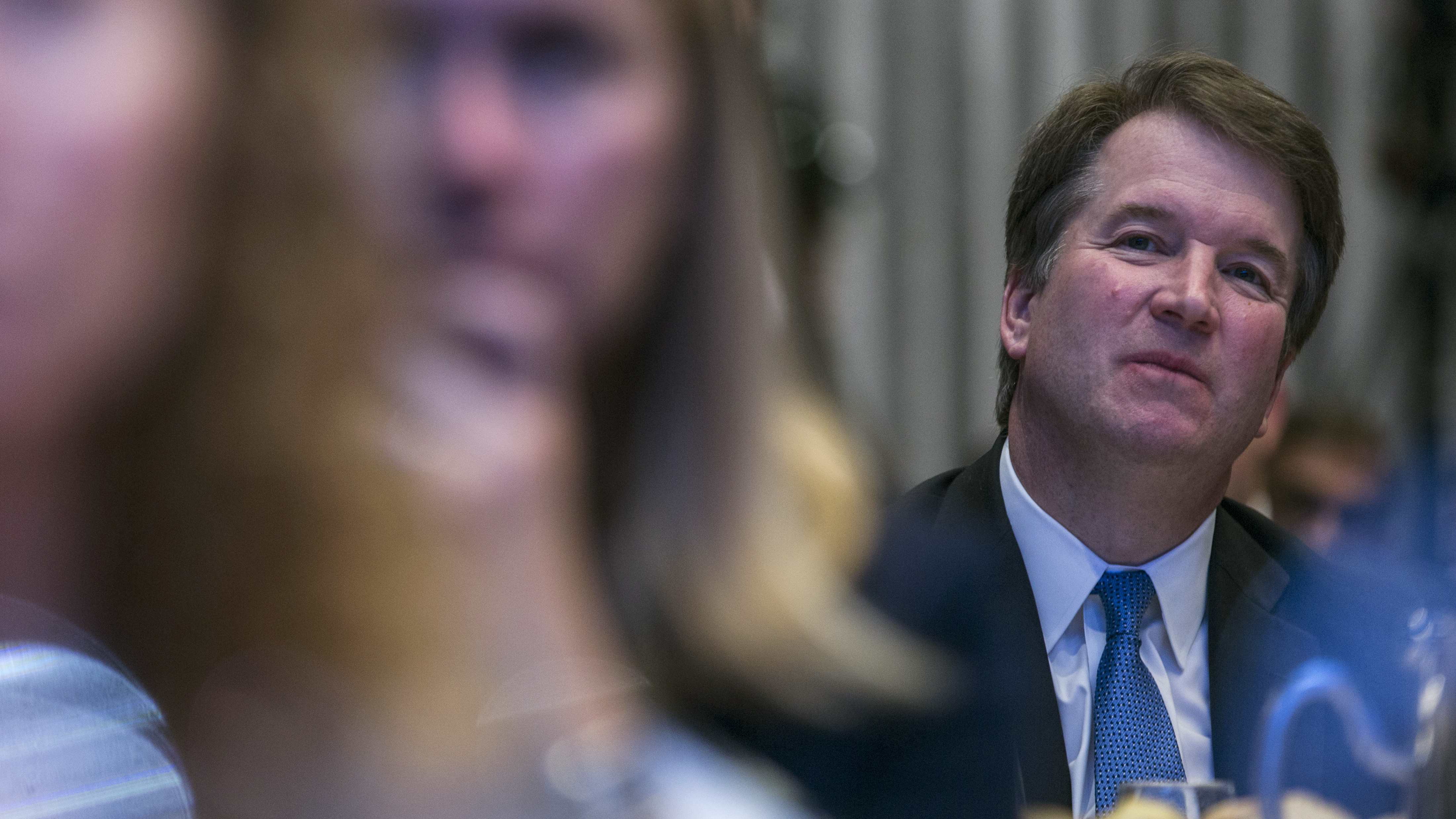 Supreme Court Justice Brett Kavanaugh is facing a new allegation of sexual misconduct, leading some Democrats to call for his impeachment. Above, he listens to a discussion at a Washington event. (Getty Images)