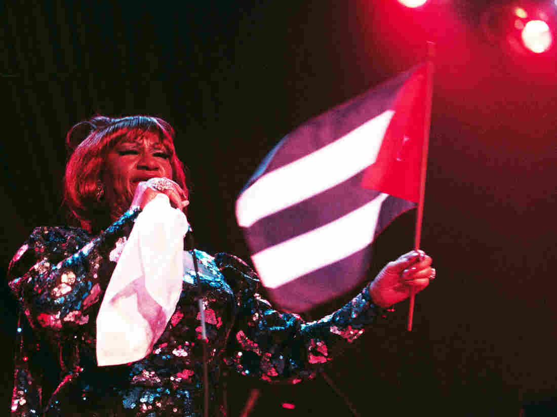 Celia Cruz, performing in Chicago in 1997.