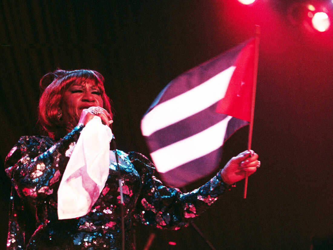 Celia Cruz, performing in Chicago in 1997.