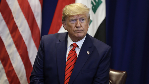 President Trump speaks during a meeting at the U.N. General Assembly on Tuesday in New York City.