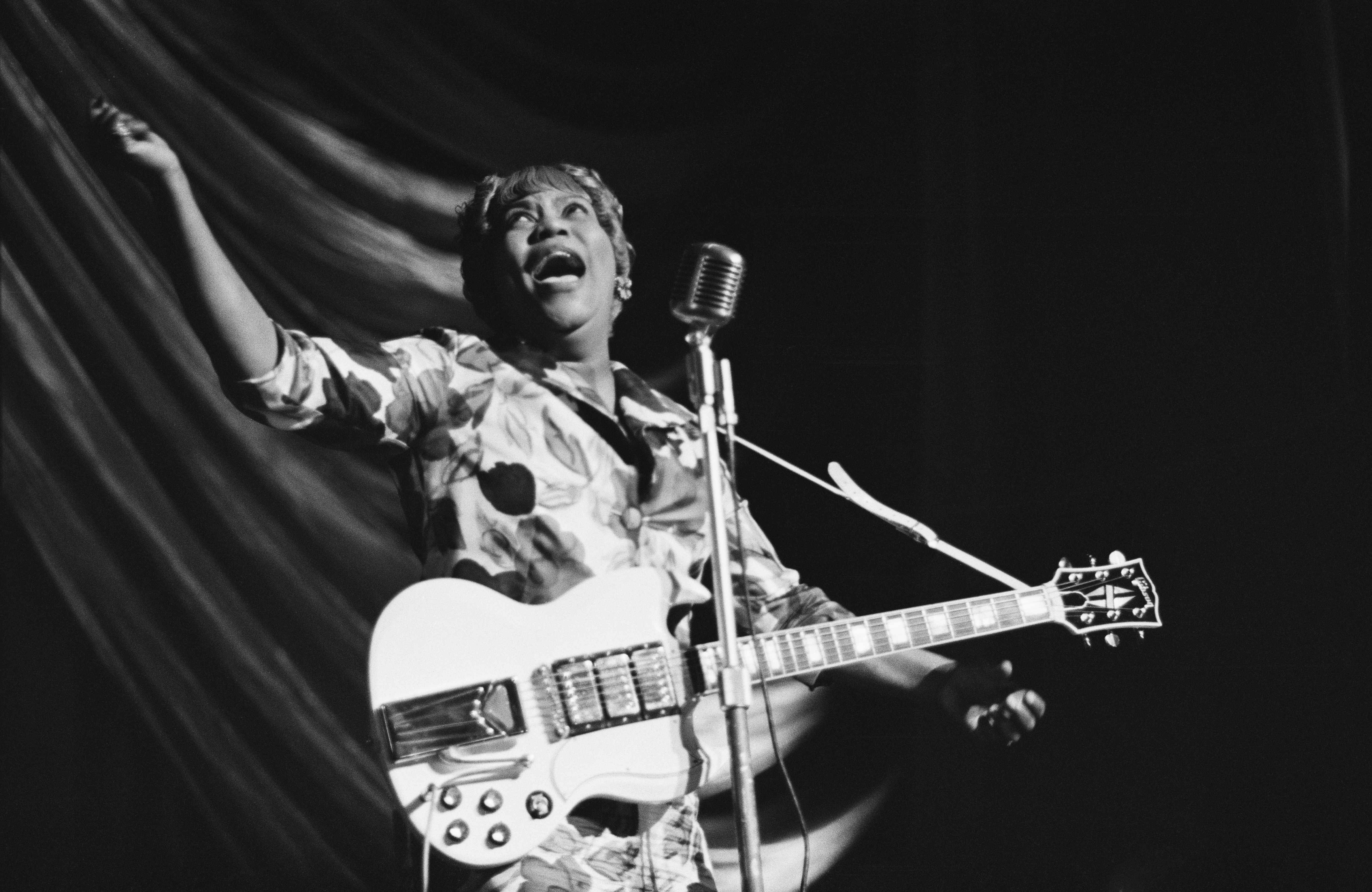 Sister Rosetta Tharpe on tour in the U.K. in 1964.