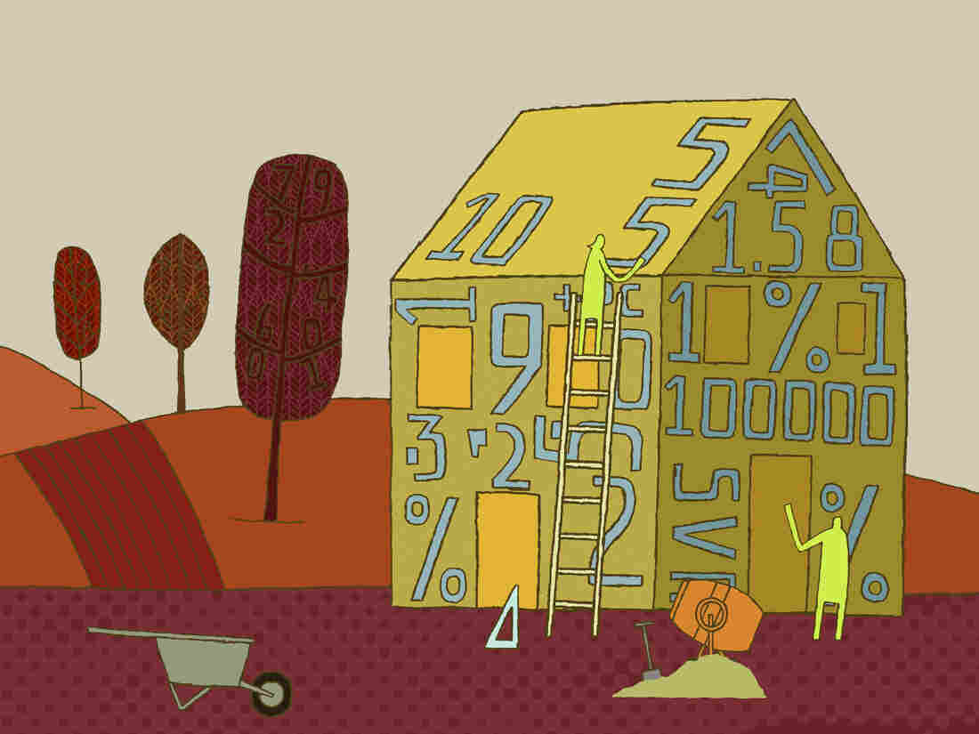 Illustration of a house made of numbers