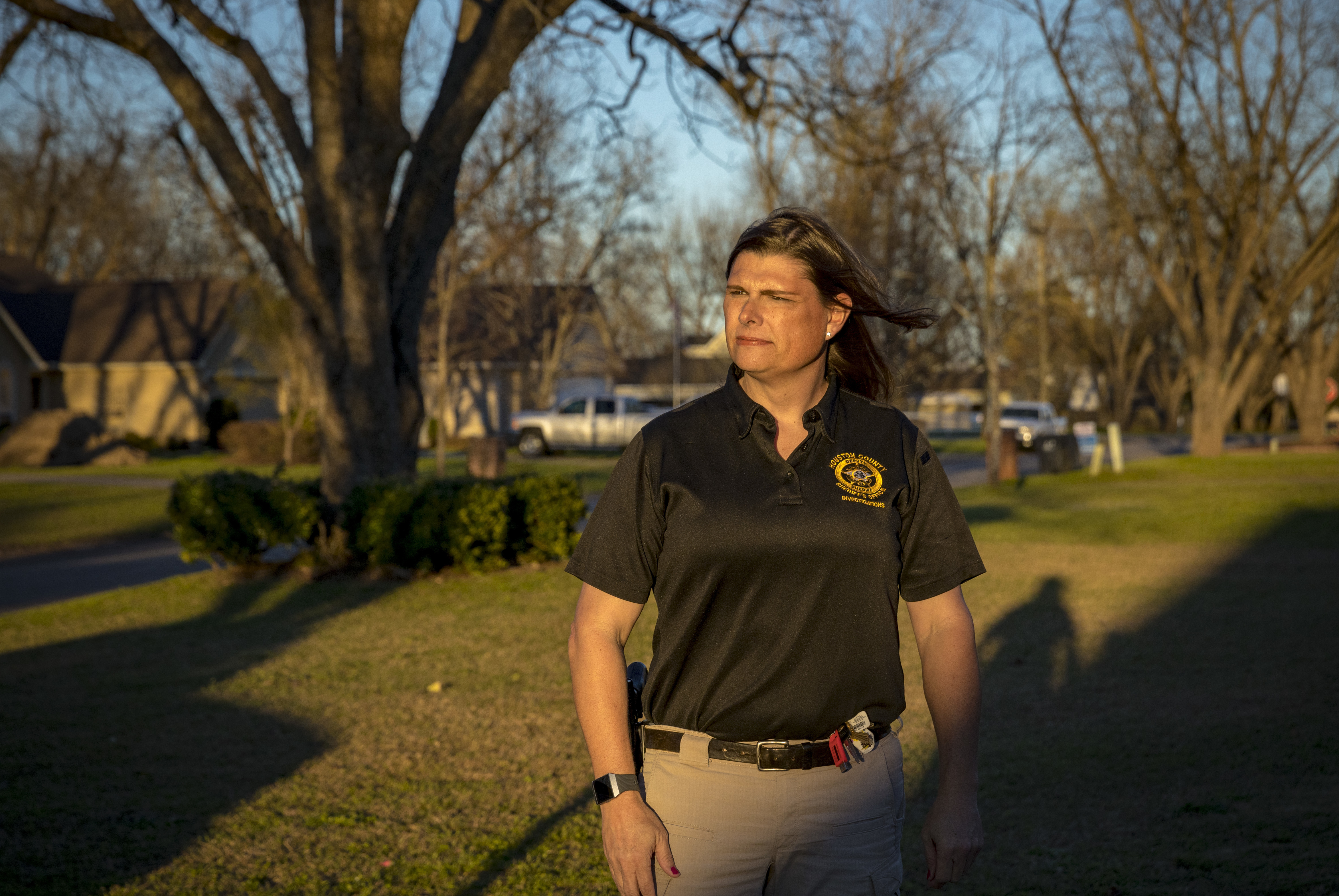 Sgt. Anna Lange filed a lawsuit against the county where she works in Georgia for refusing to allow her health insurance plan to cover gender-affirmation surgery. (Audra Melton for NPR)