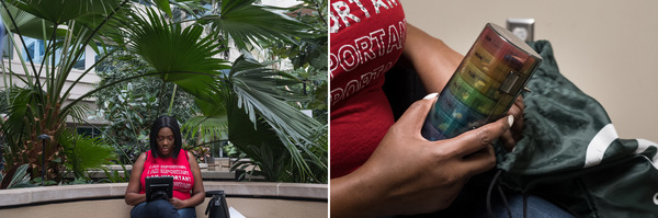 (Left) Before Victoria can go home to Mississippi, she waits for another procedure to remove a port in her chest. (Right) She is on a regimen of medications as part of her follow-up care. Frangoul will monitor Gray for years to determine whether there are any side effects from the CRISPR treatment.