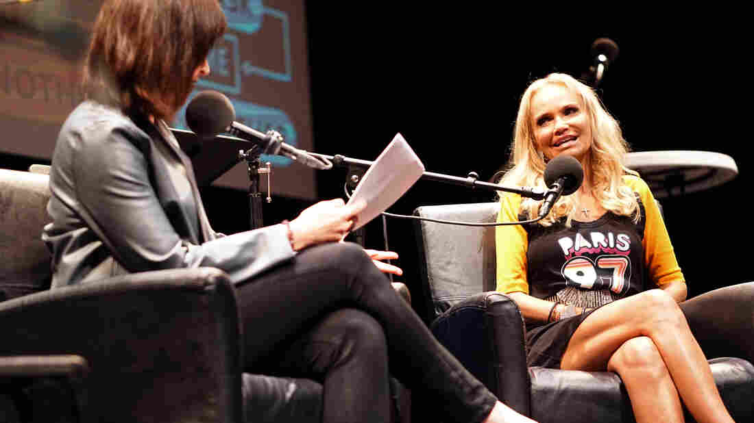 Ask Me Another host Ophira Eisenberg and Kristin Chenoweth at Cullen Performance Hall at the University of Houston, in Houston, Texas.