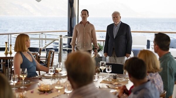 Jeremy Strong as Kendall Roy and Brian Cox as Logan Roy in the season finale of HBO's Succession.
