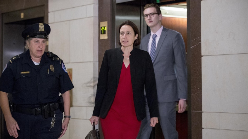 Fiona Hill, a former White House adviser on Russia, arrives on Capitol Hill on Monday ahead of her testimony in connection with the House impeachment inquiry into President Trump. (Andrew Harnik/AP)