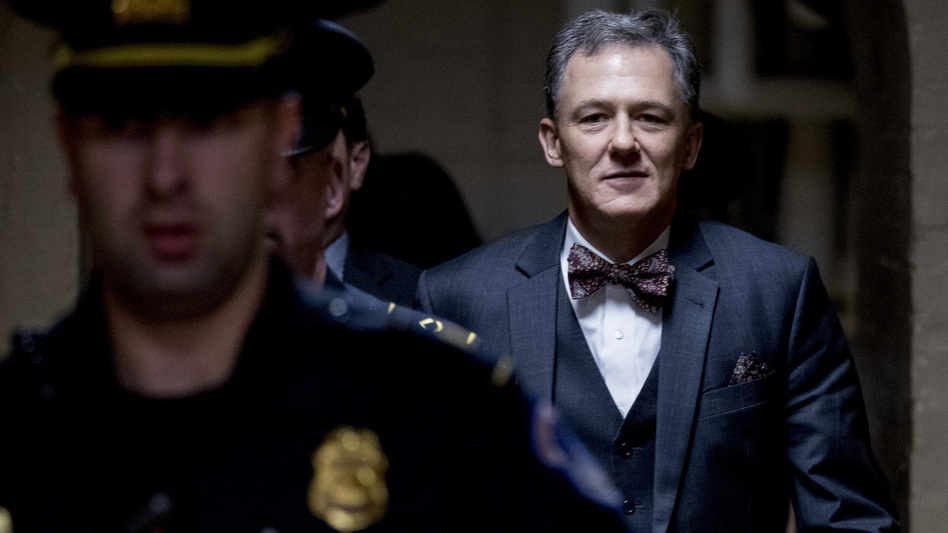 Deputy Assistant Secretary of State George Kent leaves Capitol Hill in Washington on Tuesday after testifying before congressional lawmakers as part of the House impeachment inquiry. (Andrew Harnik/AP)