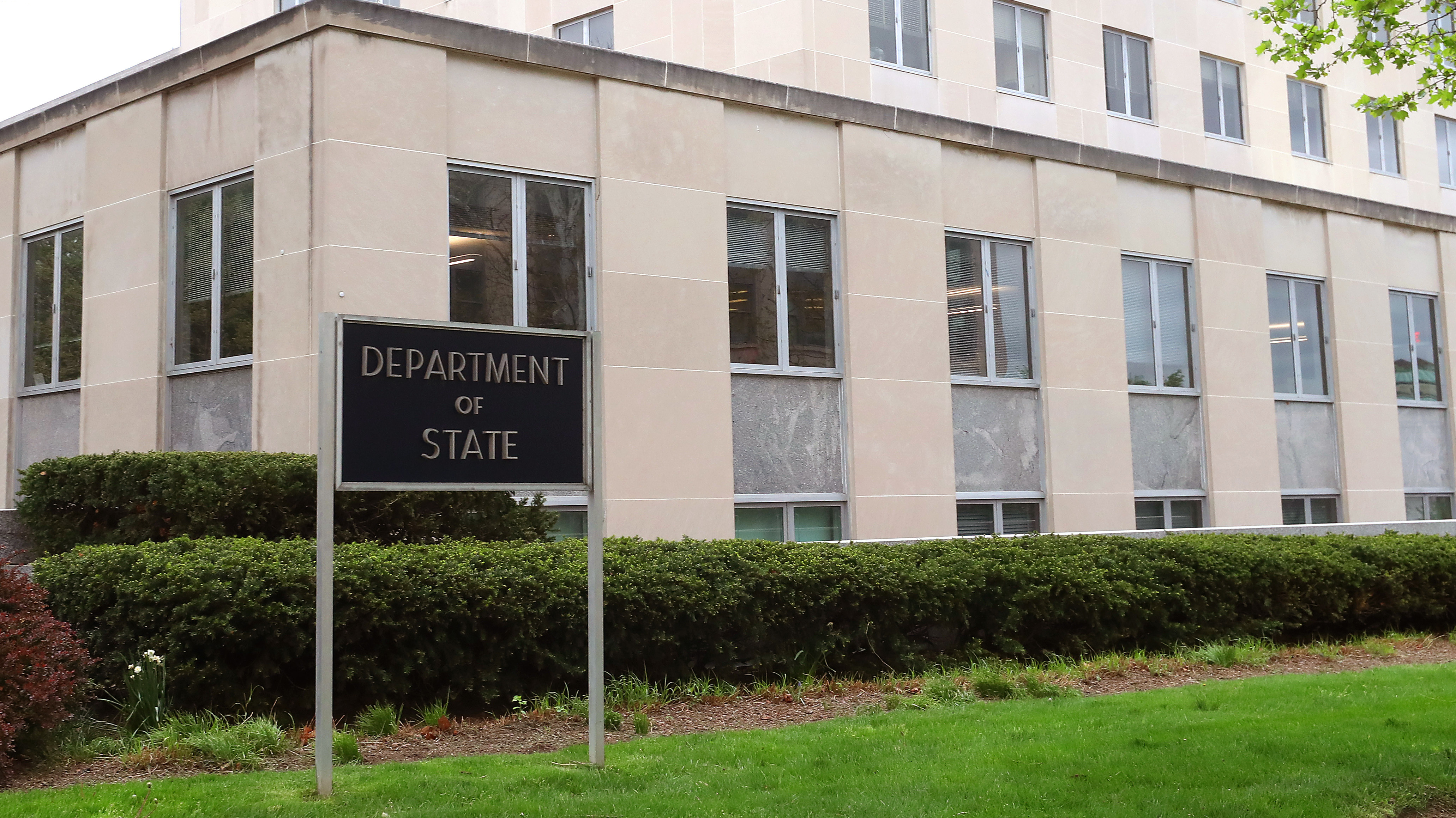 The Department of State building is shown in April 2019 in Washington, D.C.