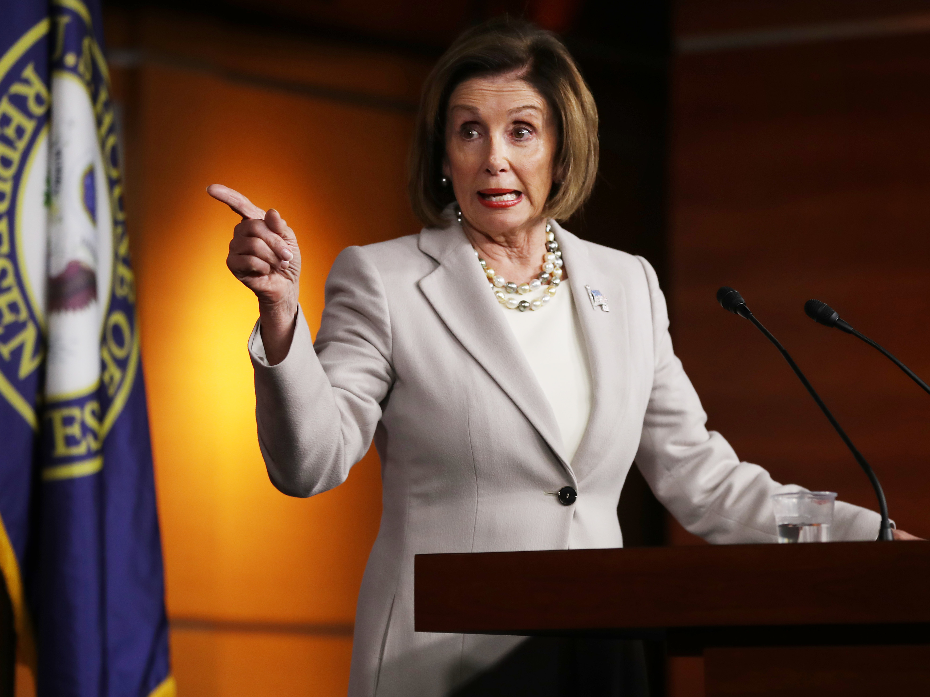 House Speaker Nancy Pelosi holds a news conference at the Capitol. (Getty Images)
