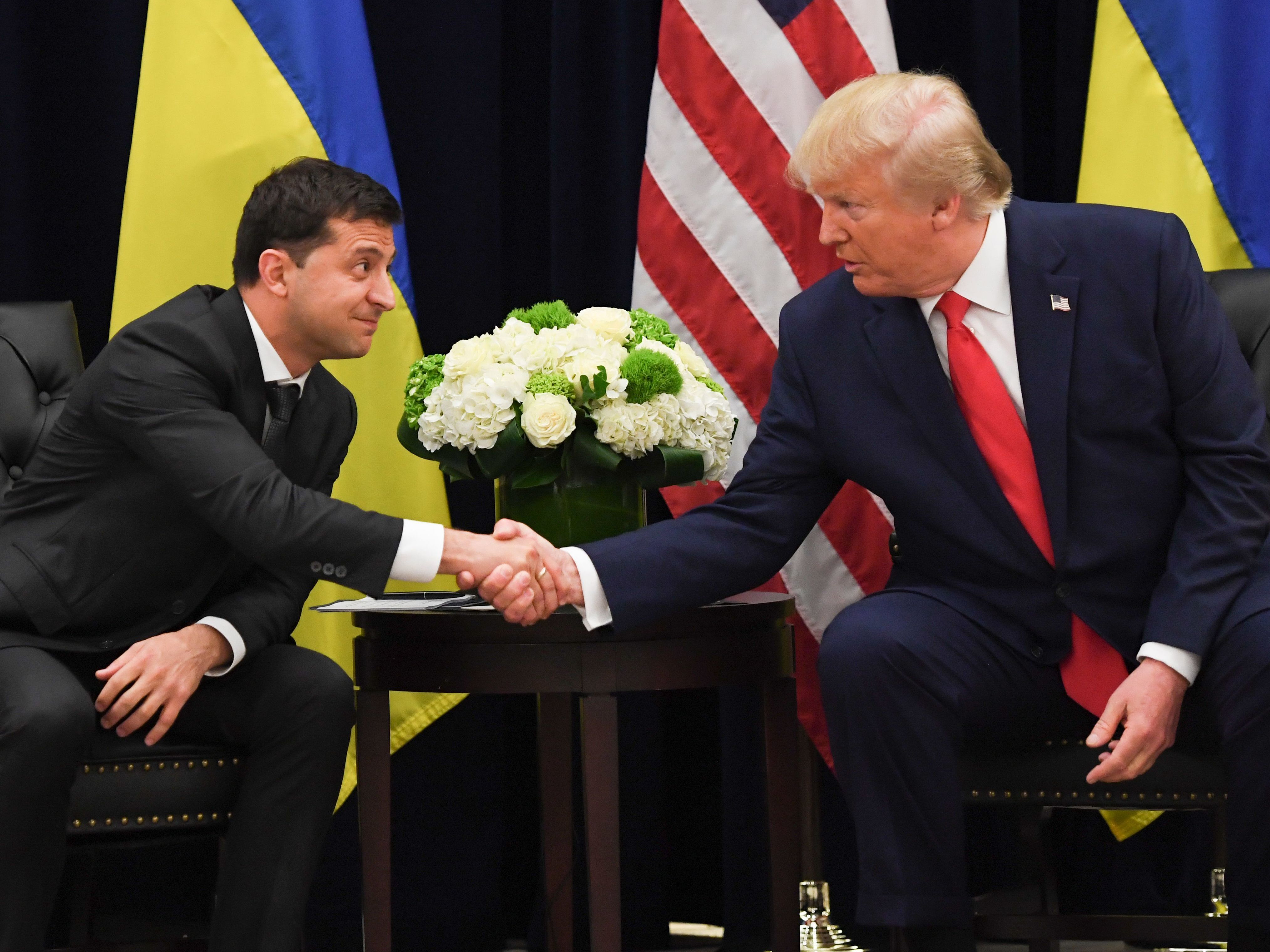 How Ukraine's President Wound Up In The Middle Of The Trump Impeachment Inquiry 1 Zelenskiy shakes hands with President Trump during a meeting on the sidelines of the United Nations General Assembly on Sept. 25.