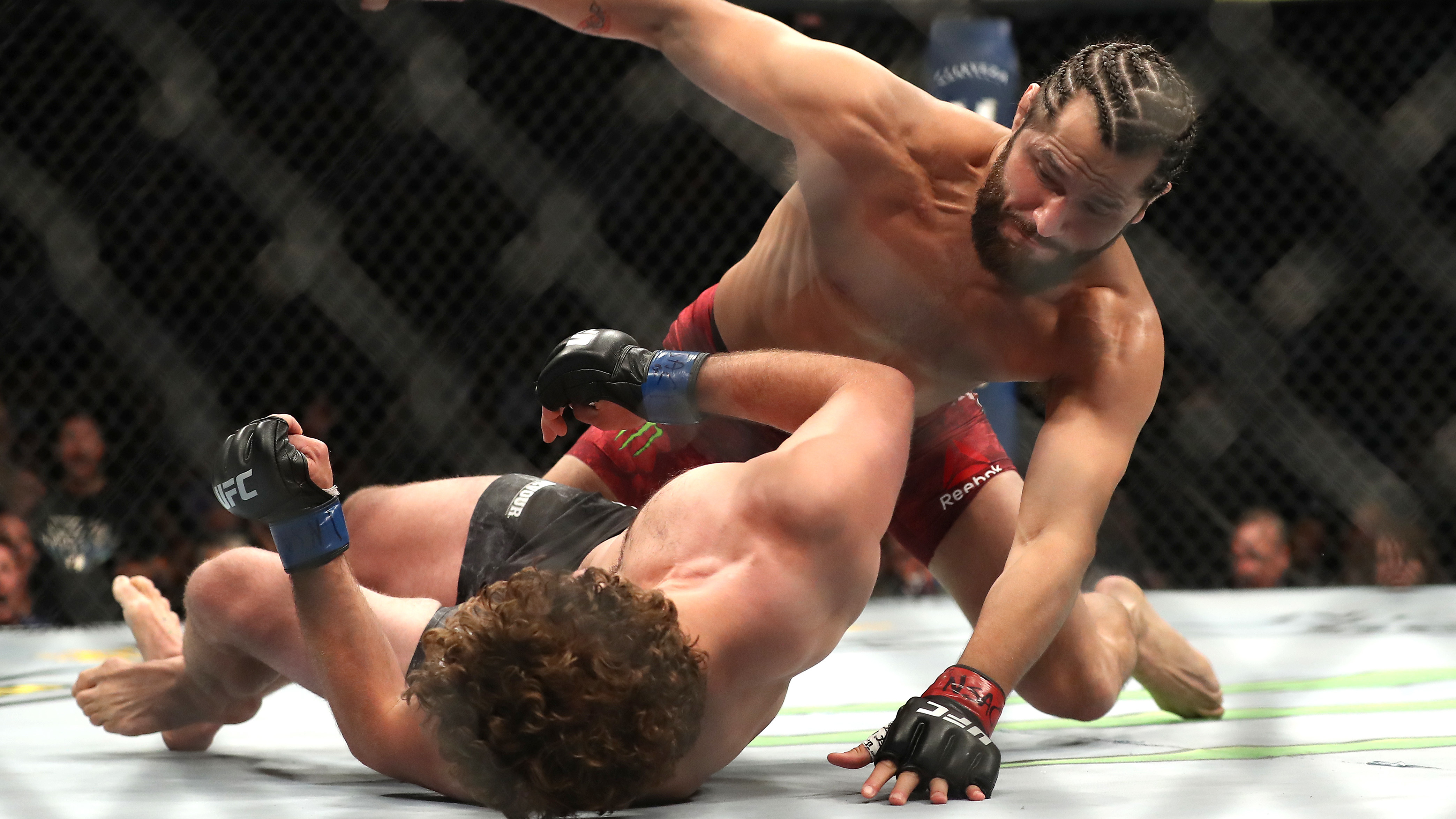 Jorge Masvidal punches Ben Askren during the UFC 239 Welterweight Bout on July 6 in Las Vegas.