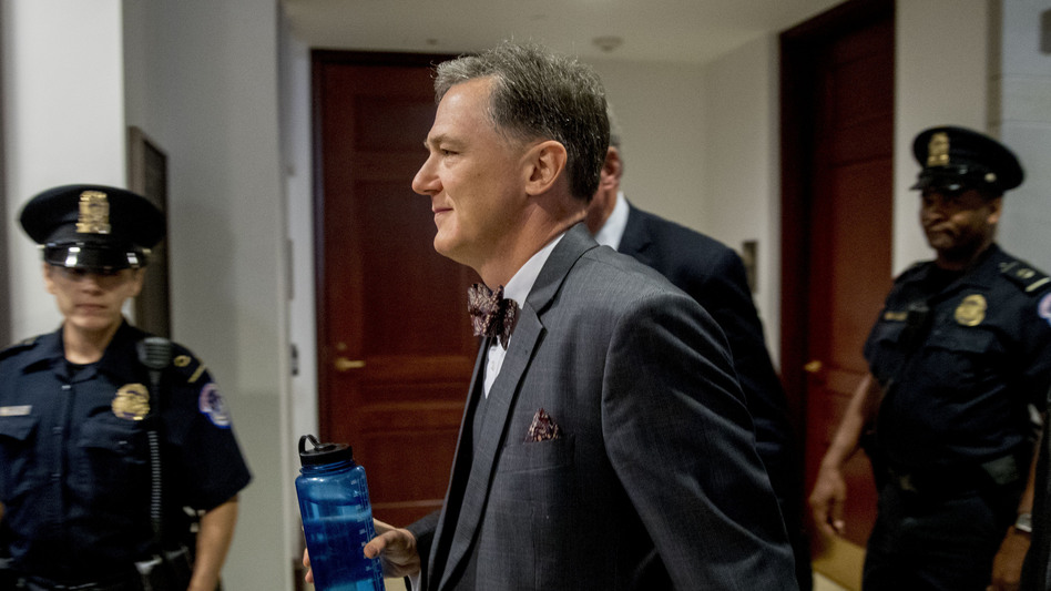 Deputy Assistant Secretary of State George Kent arrives on Capitol Hill on Oct. 15. His testimony from that deposition was released on Thursday. (Andrew Harnik/AP)