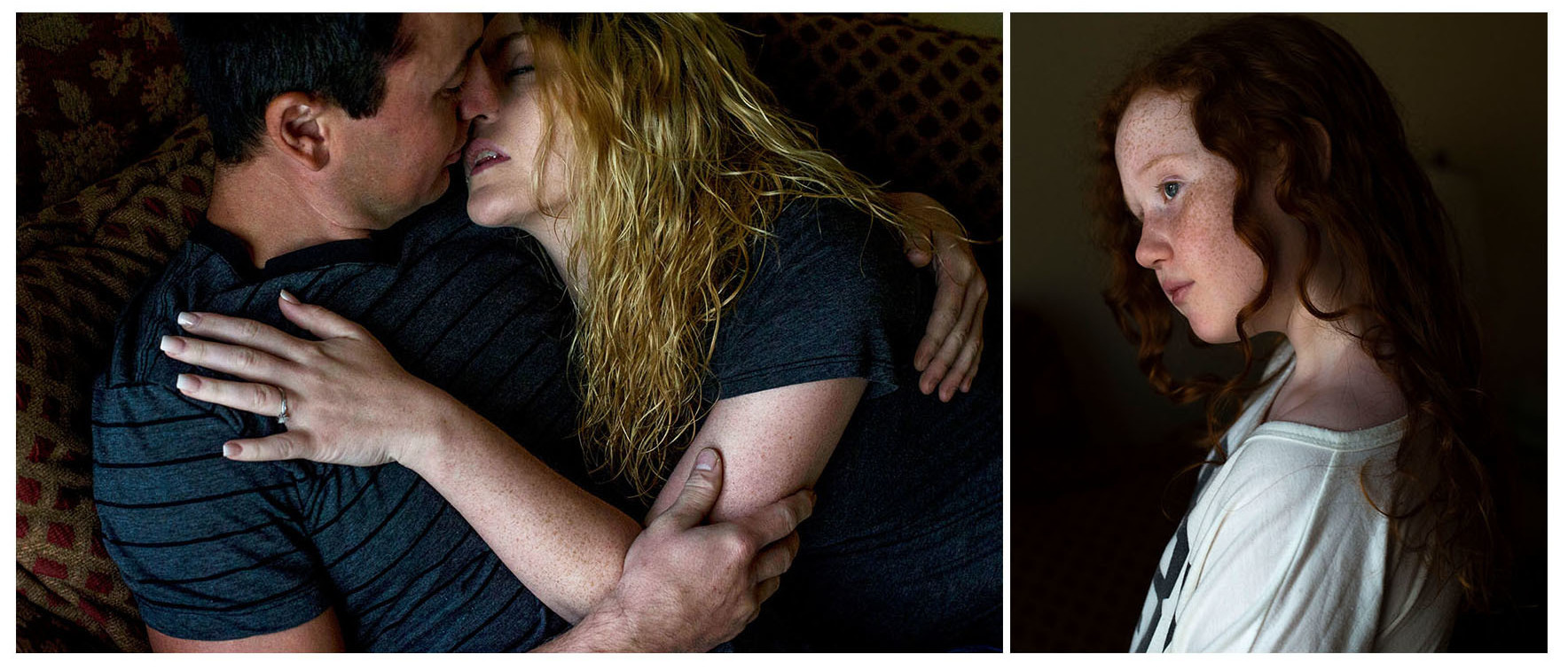 The Poetry Of Prison: A Photographer Looks At The Lives Of Oklahoma's Incarcerated 2 Alyssa kisses her fiancé, Morgan Still, at their home in Tulsa. At right is Alyssa's daughter MacKenzie, 10, visiting at her mother's home. Alyssa is in the process of gaining custody of MacKenzie.