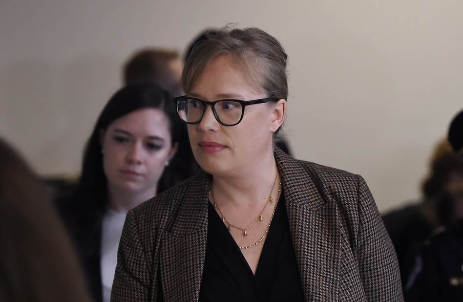 Catherine Croft, a specialist on Ukraine at the State Department, arrives for a closed-door deposition in the House impeachment inquiry. (Olivier Douliery/AFP via Getty Images)
