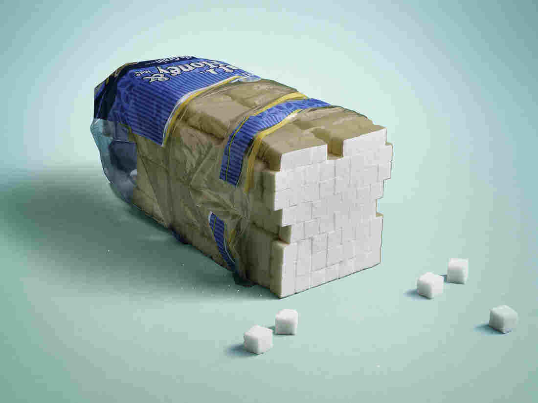 A loaf of bread made out of sugar cubes.
