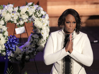 Maya Rockeymoore Cummings speaks during funeral services for the late U.S. Rep. Elijah Cummings last month in Baltimore.
