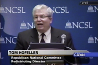 Thomas Hofeller, the now-deceased Republican redistricting expert, appears on C-Span on Aug. 13, 2001.