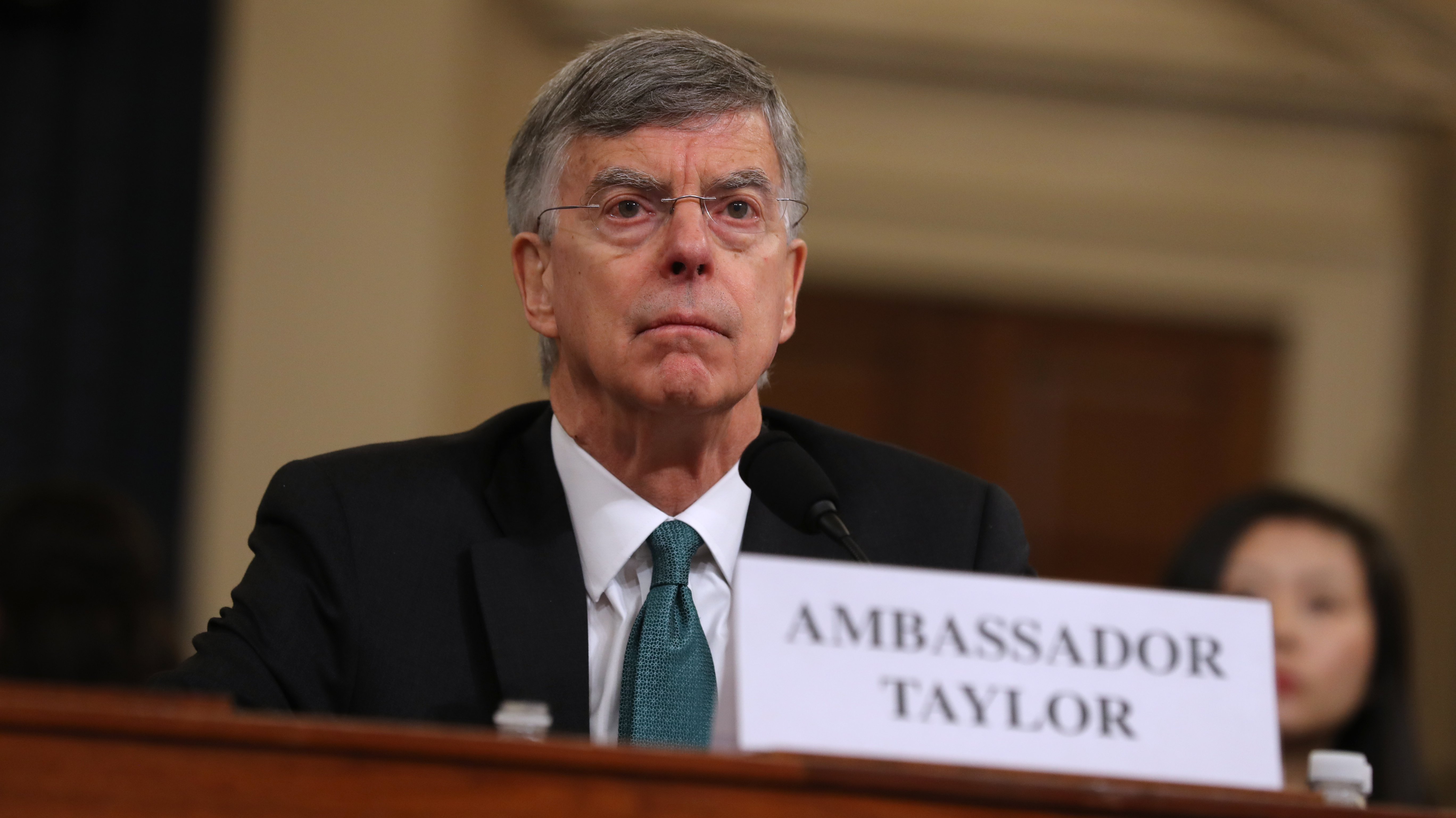 Top U.S. diplomat in Ukraine William Taylor waits to testify before the House Intelligence Committee on Wednesday. (Getty Images)