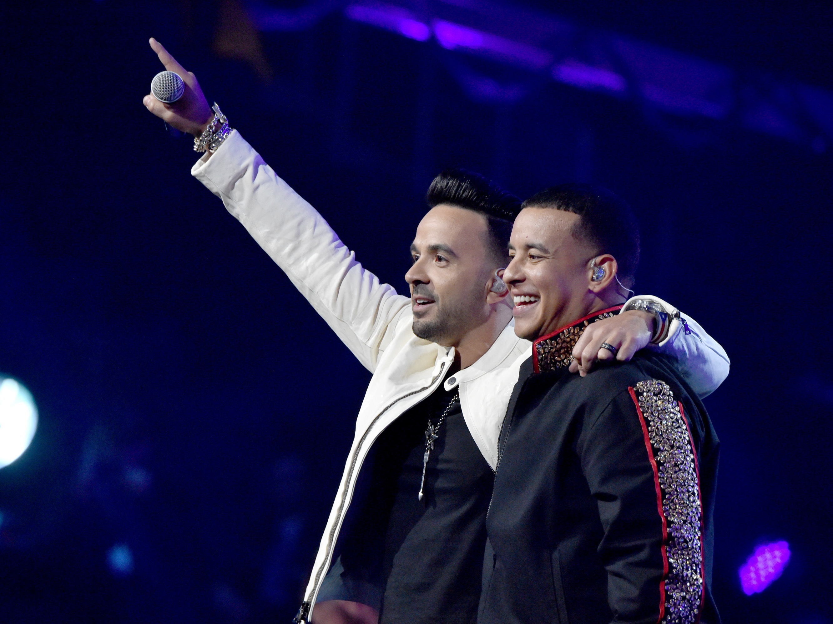 Luis Fonsi (left) and Daddy Yankee perform &quot;Despacito&quot; during the 60th Annual Grammy Awards in 2018. (Getty Images for NARAS)