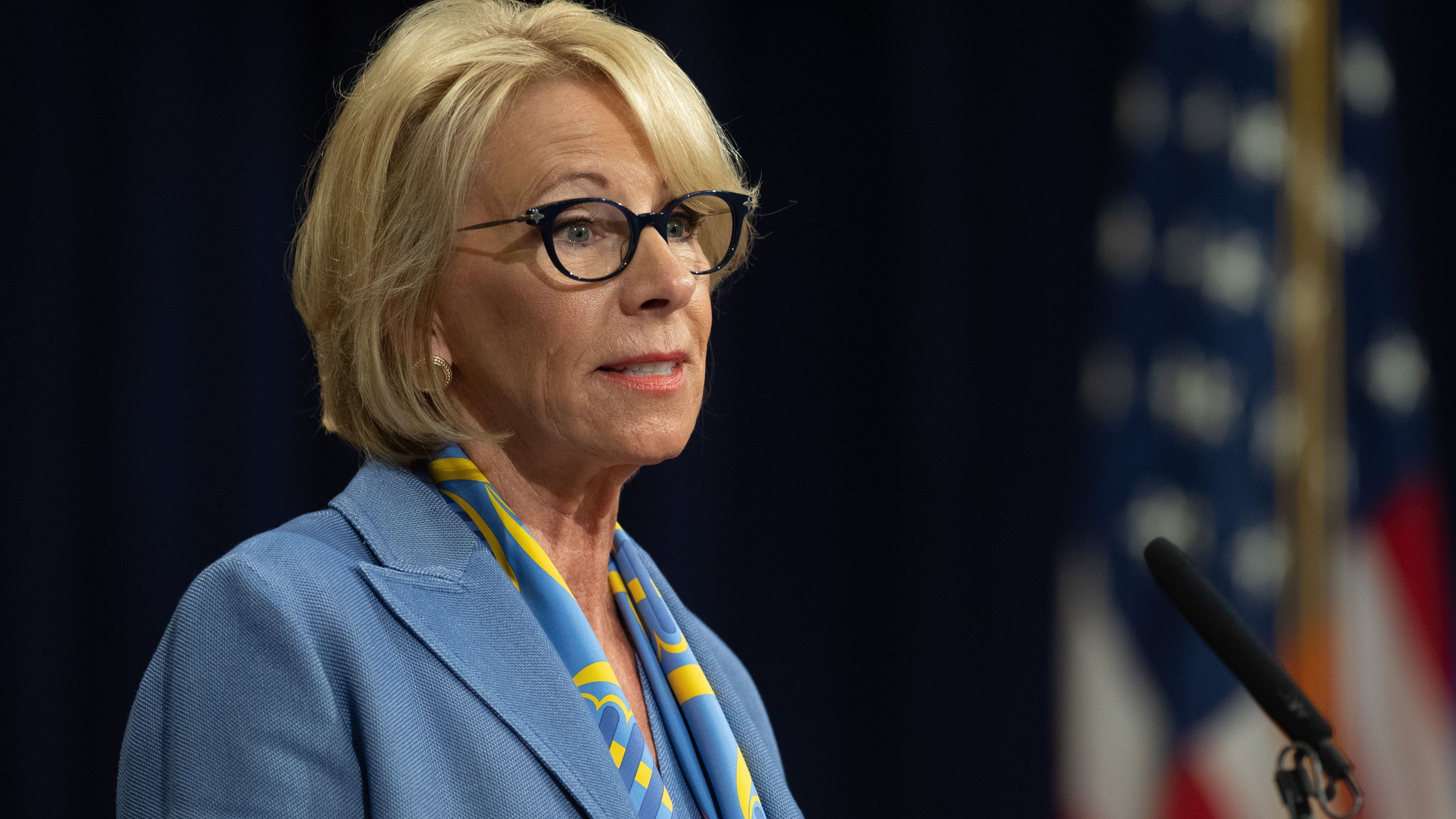 Education Secretary Betsy DeVos has argued that &quot;borrower defense&quot; is too lenient. (AFP via Getty Images)