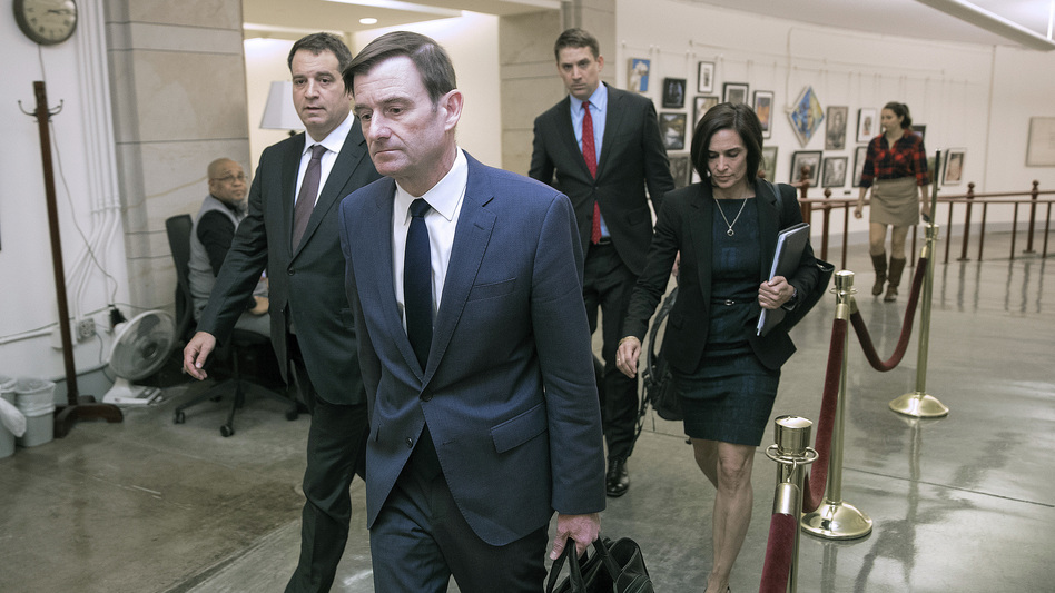 Under Secretary of State for Political Affairs David Hale departs the U.S. Capitol after giving a closed-door deposition to the House committees conducting the impeachment inquiry into President Trump on Nov. 6. (Chip Somodevilla/Getty Images)