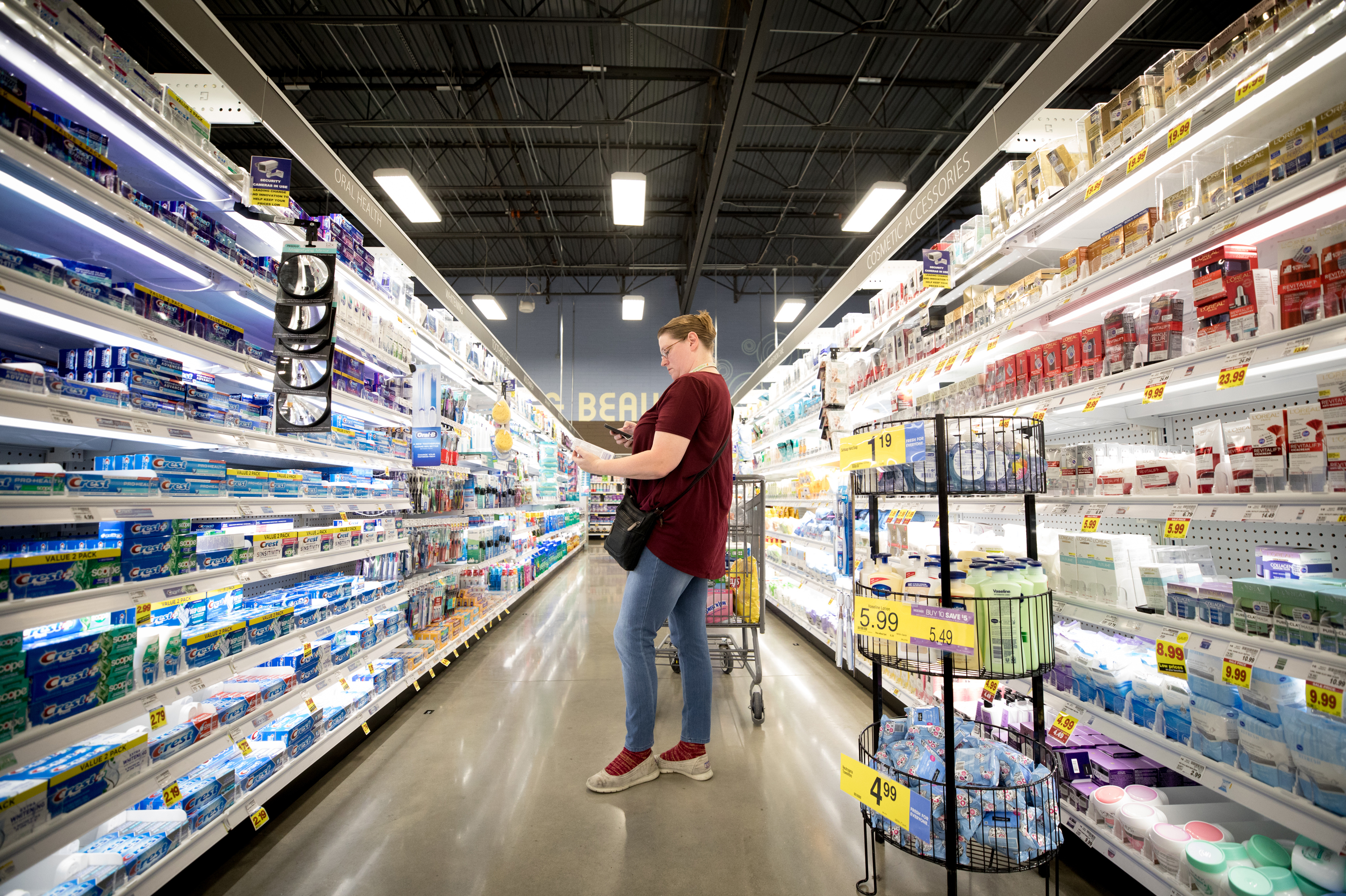 Teri Smith is one of over 130,000 workers who shop for and deliver groceries for Instacart. Smith, 46, has worked for Instacart in Arlington, Texas, since August 2018. (Allison V. Smith for NPR)
